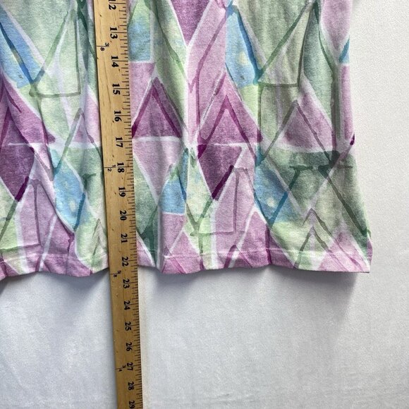 Alfred Dunner Studded VNeck Semi Sheer Short Sleeve Shirt Women Large Multicolor - Picture 5 of 13